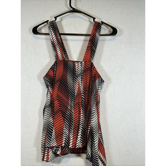 Zara Basic Chevron‎ Stripe Orange Black White Cami Top Size XS - Picture 3 of 4